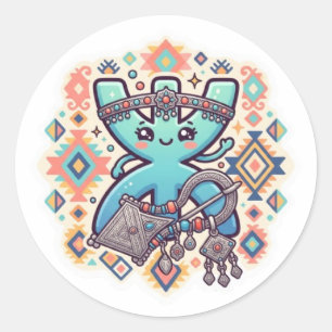 Sticker Rond Mignon Kawaii Amazigh Yaz Symbole Berbère Autocoll