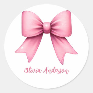 Sticker Rond Mignon Nœud Coquette Rose Esthétique féminin