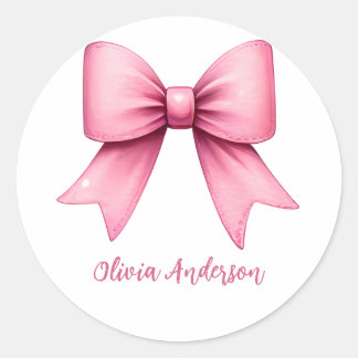Sticker Rond Mignon Nœud Coquette Rose Esthétique féminine