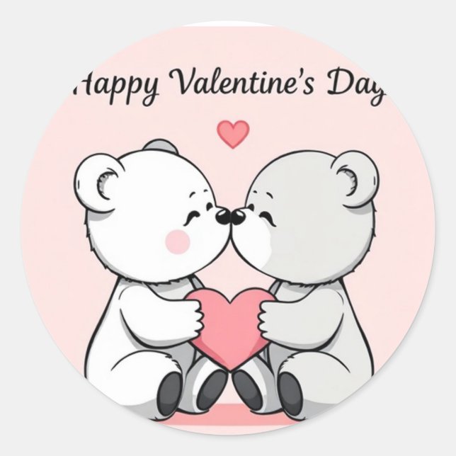 Sticker Rond mignon ours en bande dessinée (Devant)