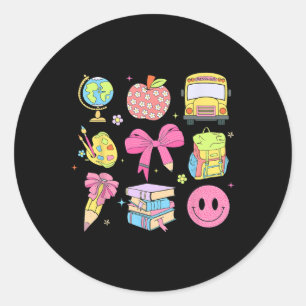 Sticker Rond Mignon Préparatifs Retour à l'École Coquette Crayo