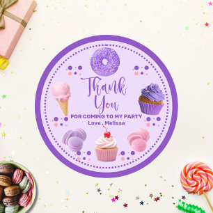 Sticker Rond Mignon Rose Violet Douce Merci