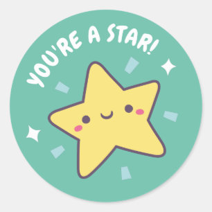 Sticker Rond Mignon Vous Êtes Une Étoile Récompense Positive