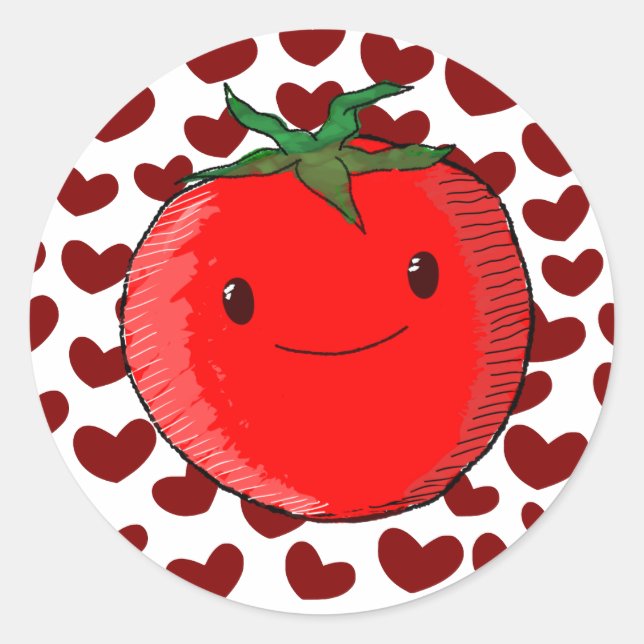 Sticker Rond Mignonette Cartoon Tomato Lover (Devant)