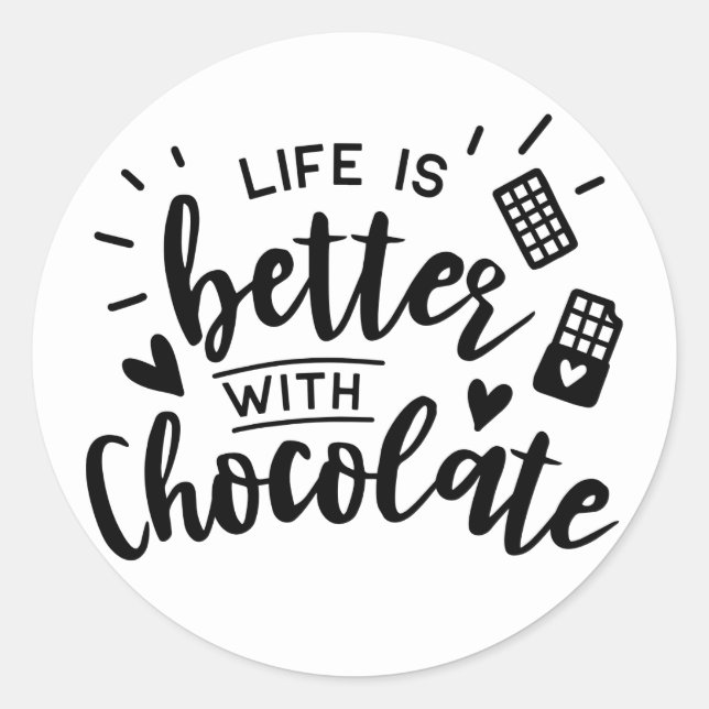 Sticker Rond Mignonne Accro au Chocolat Amour Chocolat Mariage  (Devant)