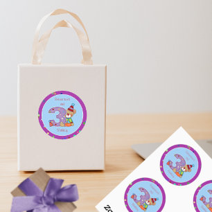 Sticker Rond Mignonne Âge de l'ours d'anniversaire 3