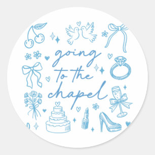 Sticker Rond Mignonne Aller À La Mariée De Chapelle Engagé Bach
