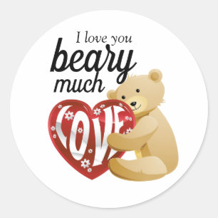 Sticker Rond Mignonne Amour Vous Béardez Beaucoup de Saint-Vale