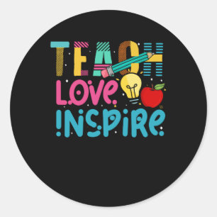 Sticker Rond Mignonne Apprendre L'Amour Et Inspirer L'Enseignan