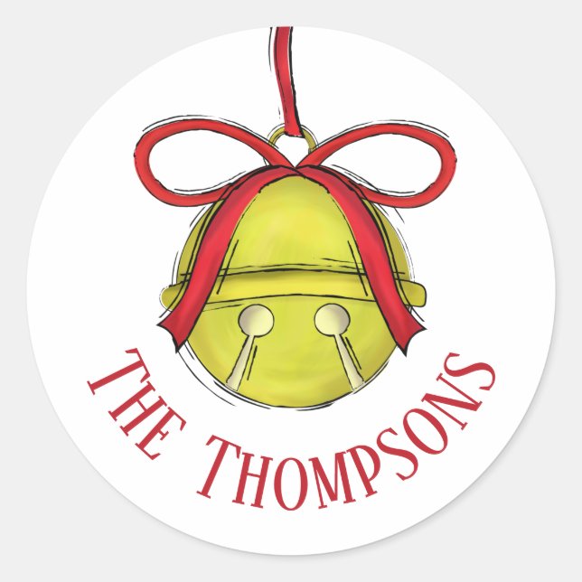 Sticker Rond Mignonne Bell Whimsical Jingle tout le chemin Noël (Devant)