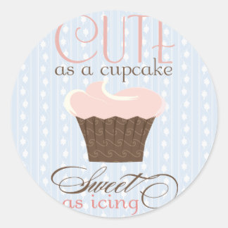 Sticker Rond Mignonne comme un cupcake ! Rose et Brown