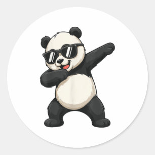Sticker Rond Mignonne Dabbing Panda Tenue Garçon Ados Hommes Da