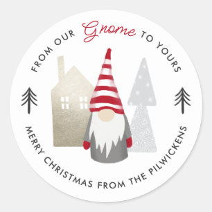 Sticker Rond Mignonne de notre Gnome à votre Noël