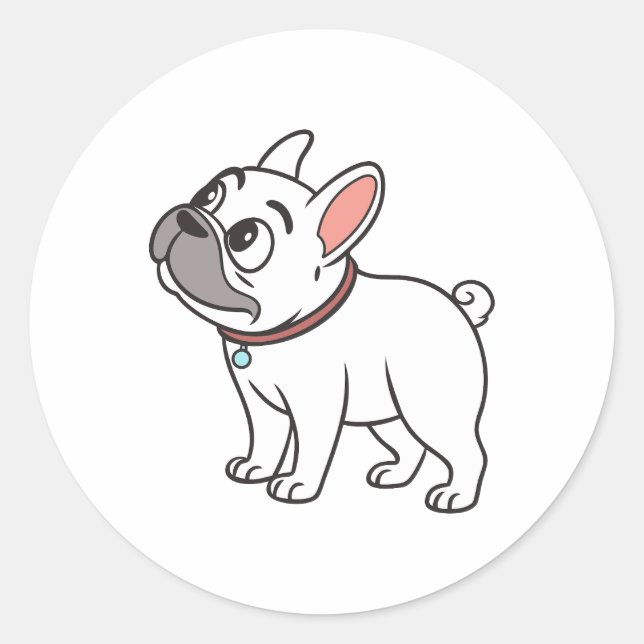 Sticker Rond Mignonne Drôle Chien-taureau Français (Devant)