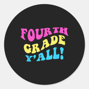 Sticker Rond Mignonne Enseignante de 4e année Étudiante de 4e a