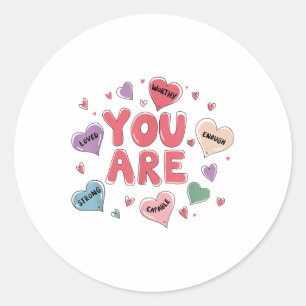 Sticker Rond Mignonne Enseignante Enfants Valentines Jour Ensei
