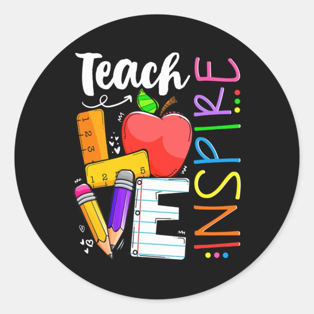 Sticker Rond Mignonne Enseigner L'Amour Et Inspirer Hommes Femm (Devant)