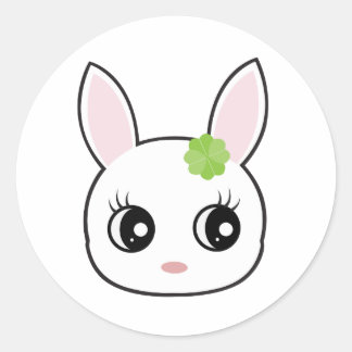 Sticker Rond Mignonne face de lapin
