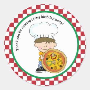 Sticker Rond Mignonne Faites Votre Propre Pizza Party Garçon Me