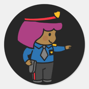 Sticker Rond Mignonne fille officier de police