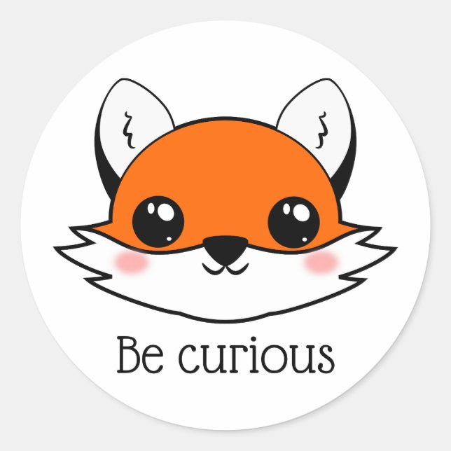 Sticker Rond Mignonne Fox Face Soyez Curieux (Devant)
