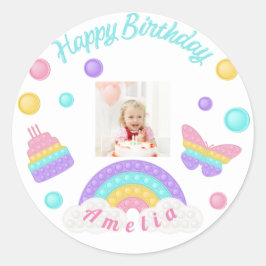 Sticker Rond mignonne gâteau papillon rose sur mesure JEUX ANNI
