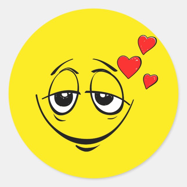 Sticker Rond Mignonne Happy Face Amour Emoji (Devant)