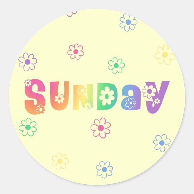 Sticker Rond Mignonne Jour De La Semaine Dimanche (Devant)