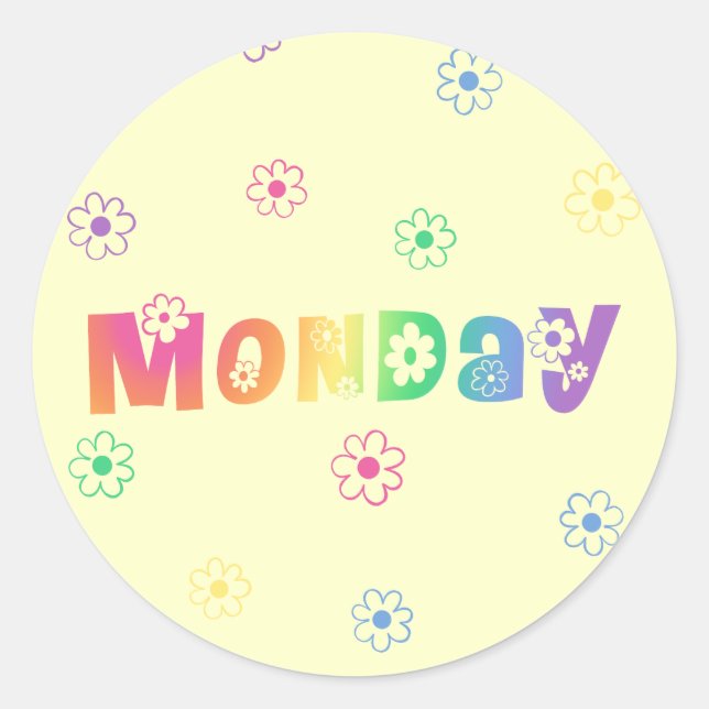 Sticker Rond Mignonne Jour De La Semaine Lundi (Devant)