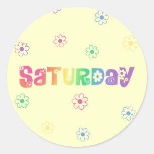Sticker Rond Mignonne Jour De La Semaine Samedi