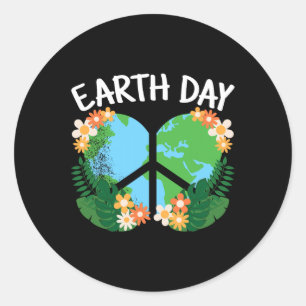 Sticker Rond Mignonne Jour des terres Coeur Planète Nature Love