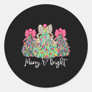 Sticker Rond Mignonne Joyeux & Bright Coquette Pink Christm