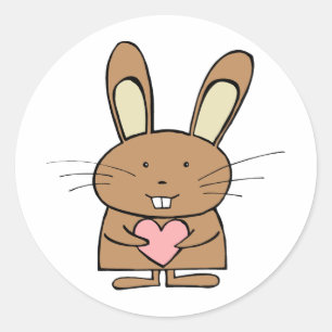 Sticker Rond Mignonne lapin au coeur