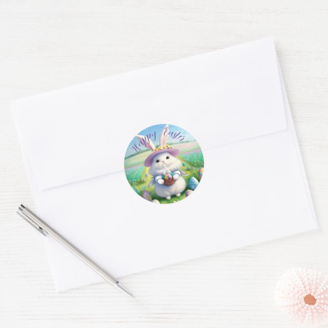 Sticker Rond Mignonne lapin de Pâques 01 (Enveloppe)