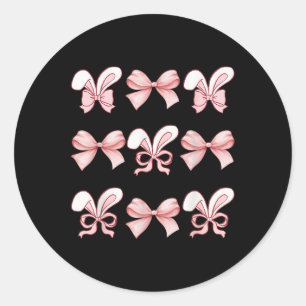 Sticker Rond Mignonne lapin de Pâques Visage Coquette Bow Jour 