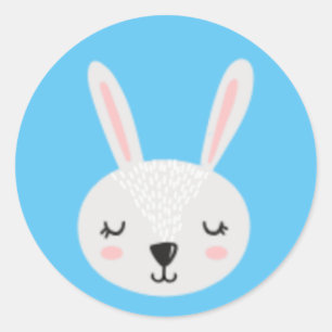 Sticker Rond Mignonne lapin endormi