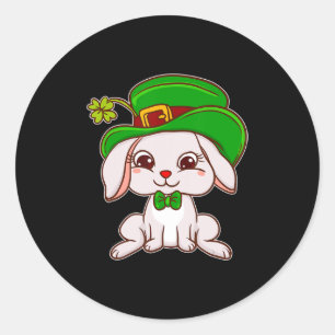 Sticker Rond Mignonne lapin irlandais habillé pour la St Patric
