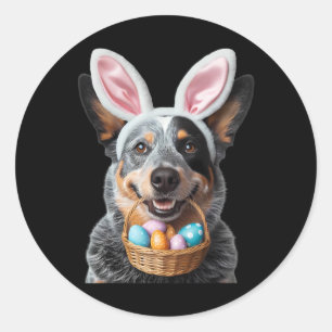 Sticker Rond Mignonne Lapin Oreille Chien de bétail Australie O