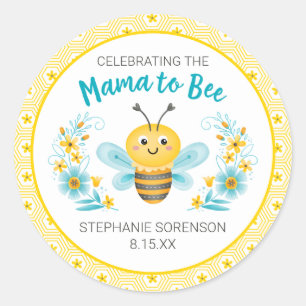 Sticker Rond Mignonne maman Jaune à Baby shower