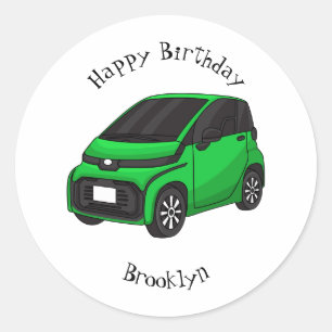 Sticker Rond Mignonne micro-voiture verte