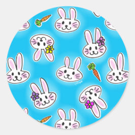 Sticker Rond Mignonne Motif lapin de Pâques
