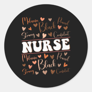 Sticker Rond Mignonne Nurse Black Histoire Mois Africain Améric