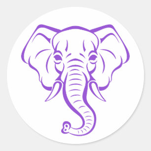 Sticker Rond Mignonne Purple Elephant Maman Design Pour Amateur