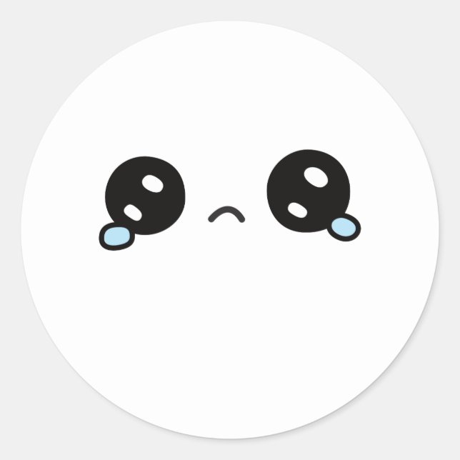 Sticker Rond Mignonne Tears Tête Triste (Devant)