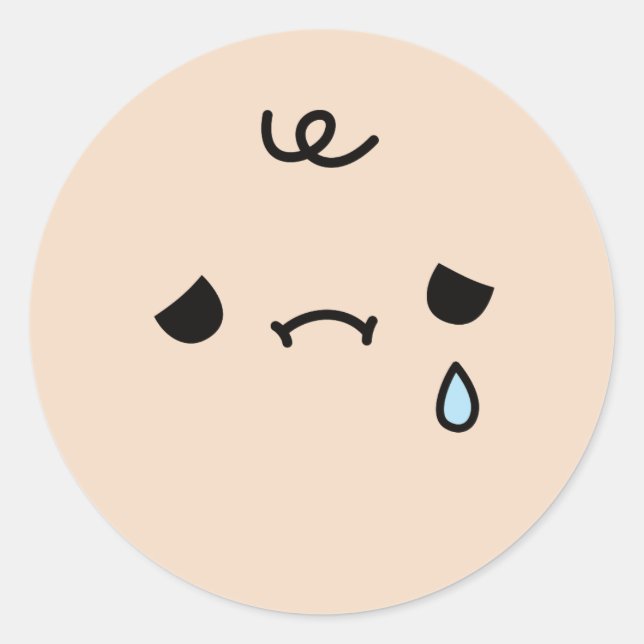 Sticker Rond Mignonne Triste Face Avec Doodle Lear (Devant)