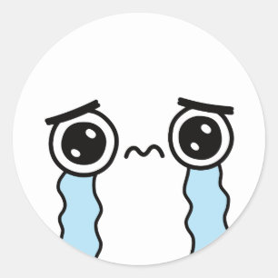 Sticker Rond Mignonne Triste Pleure Face Emoji
