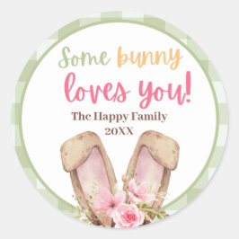 Sticker Rond Mignonne Un Lapin Vous Aime Pâques
