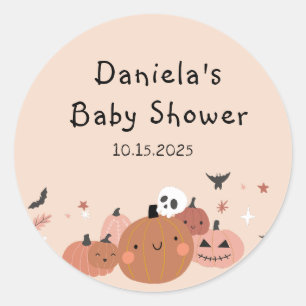 Sticker Rond Mignonne Un Petit Baby shower D'Halloween Boo