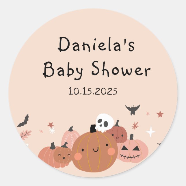 Sticker Rond Mignonne Un Petit Baby shower D'Halloween Boo (Devant)