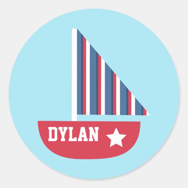 Sticker Rond Mignonne Voilier Nautique Pour Petits Voiliers (Devant)